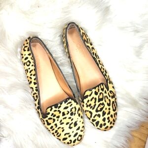 J.Crew Leopard calf hair smoking loafers